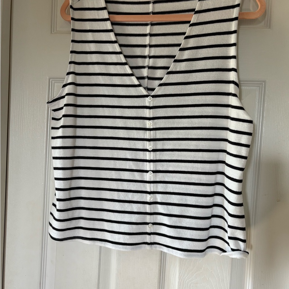 LC Lauren Conrad Black and White Striped Vest
